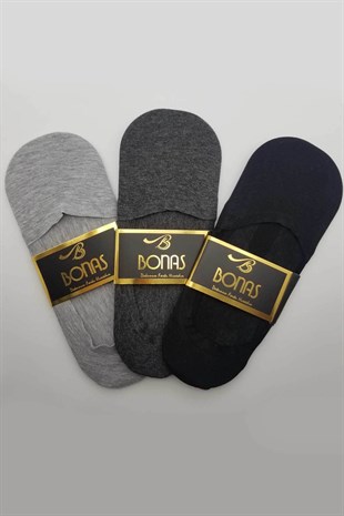 Bonas 3'Lü Set İç Kısmı Silikon Bantlı  Erkek Suba Babet Çorap