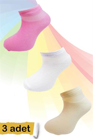 Bonas Bileği Şeffaf Bebek  Patik Çorap 3 Adet