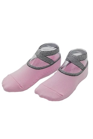 Bonas Kaydırmaz Tabanlı Pilates Babet Çorabı-Pembe